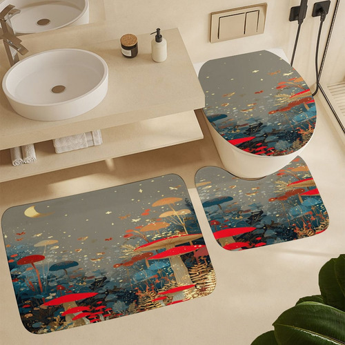 Juego De Cortinas De Baño A79 De 4 Piezas Con Alfombras Anti