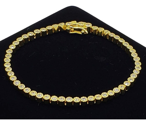 Pulseira Riviera Com Zirconias Banho De Ouro 18k 3745