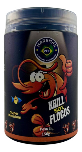 Ração Para Peixes Krill 50% Flocos 150g Maramar