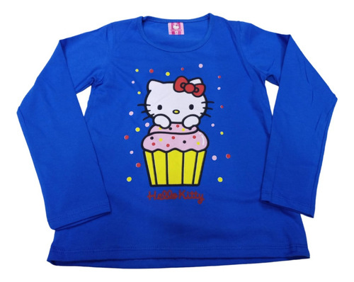 Manga Longa Hello Kitty Blusa Baby Look Infantil Frio Maj703