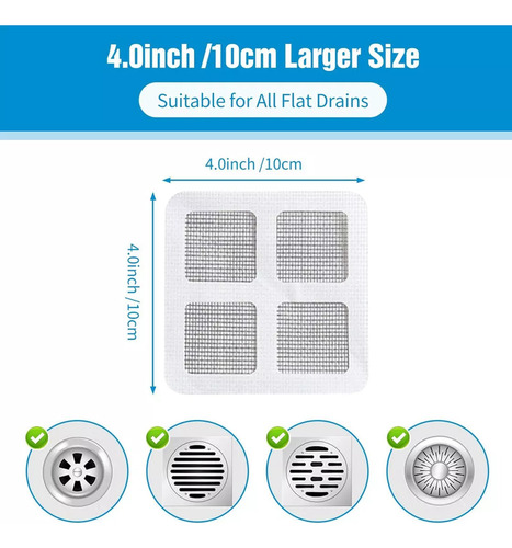 100 Pcs Filtros Desechables, Colector De Pelos,baño Y Cocina