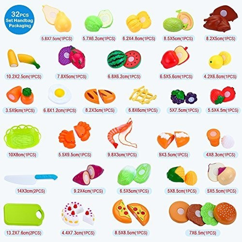 Sotodik 32 Piezas Juguetes De Corte Fingir Comida Frutas Veg
