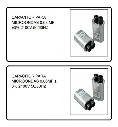 Capacitor Horno Microondas 0.68mf 2100vac 0.86mf 2100vac