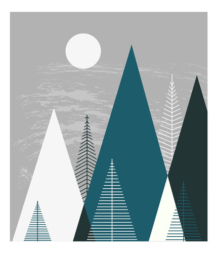 Imagem 3 de 3 de Papel De Parede Paisagem Montanhas Noite Painel 4 Rolos 6m²