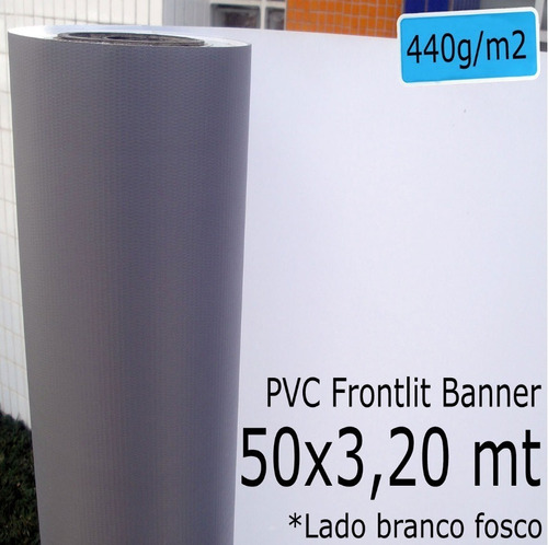 Lona Pvc 50x3,20 Mt Propagandas Poster Branco Fosco 380grm2