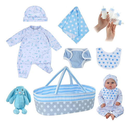 Babeside 8 Piezas Reborn Baby Doll Accesorios Con Moisés Par