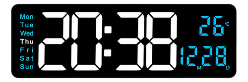 Reloj De Pared Digital Temperatura Fecha Semana Azul