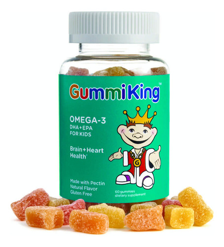 Suplemento Gummi King Dha Omega-3, Limn/naranja/fresa, 60 Un
