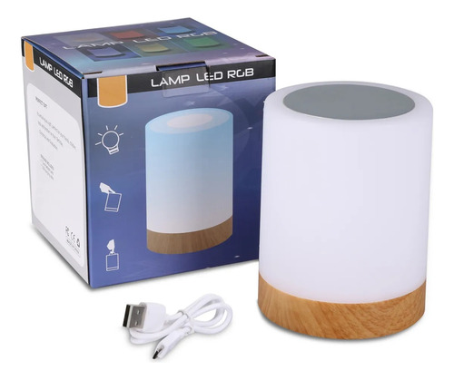 Lámpara De Mesita De Noche Táctil Rgb, Recargable Por Usb,