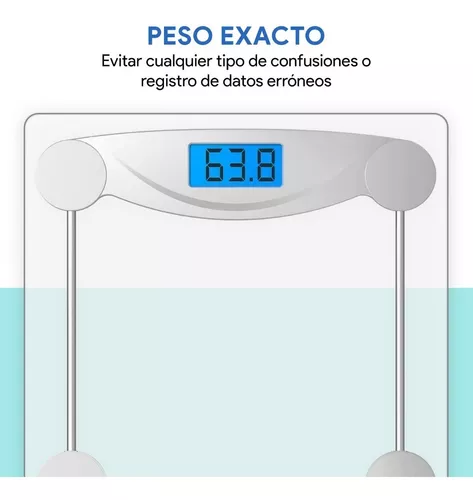 Báscula De Baño Para Peso Corporal, Báscula Digital De Alta Precisión Para  Personas, Pantalla LCD Retroiluminada, Vidrio Templado De 4 Mm, 400 Libras  Máx. - Temu