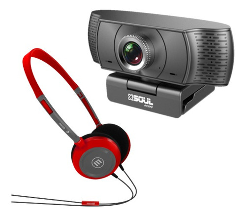 Cámara Webcam Full Hd 1080p + Auriculares Plegable Microfono