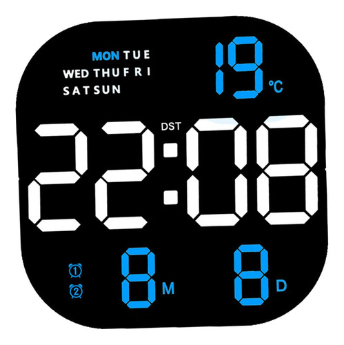 Reloj Despertador Led De Escritorio, Reloj De Pantalla Azul