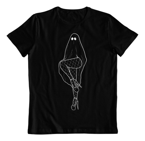 Dtf - Polera Algodon - Fantasma Girl Blanco Y Negro