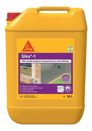 Sika 1 Hidrofugo Inorganico X 10 Lts