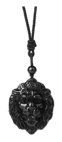 Collar Cuarzo Leon Obsidiana Negro - Poder Y Proteccion