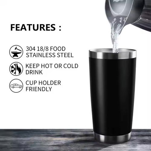 Vaso Termico 20oz Acero Inoxidable Con Tapa Y Popote Plateado Lisa
