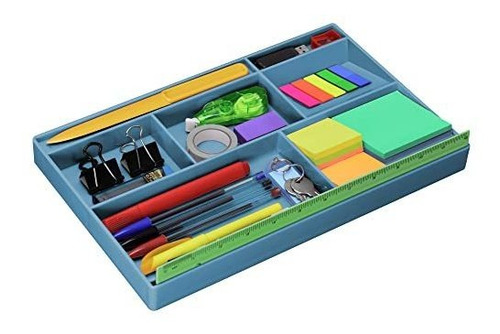 Organizador De Escritorio Con 8 Compartimentos - Azul