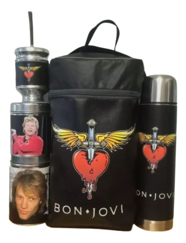 Equipo De Mate Completo Set Matero Bon Jovi. Ecocuero