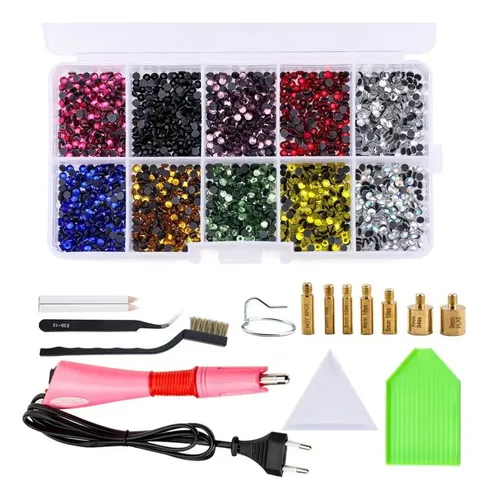 Kureny Applicateur Hotfix Strass Avec 7 Pointes Et Accessoires Complets - Rose
