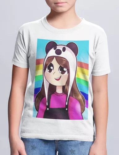 Camiseta preta infantil menina natasha panda personalizada