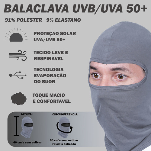 Kit 10 Balaclava Proteção Solar Uv50+ Touca Ninja Motoqueiro Cinza-escuro Único