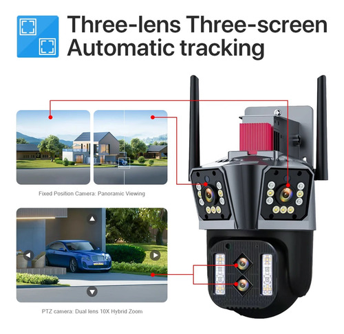 16mp Quatro Lenes Três Telas 10x Zoom Híbrido Ip Câmera