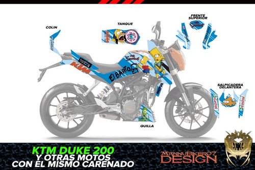 Ktm Duke 200  Wrap Stickers Calcas Vinil Laminado Enduro