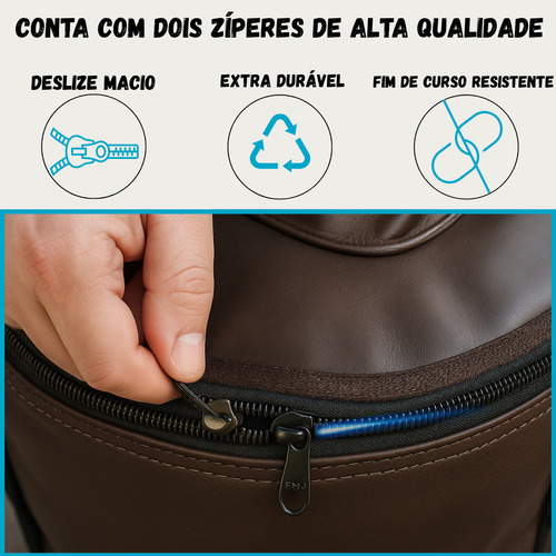 Capa Bag Case Top Marrom Courino Premium Mochila Acolchoada