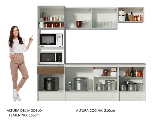 Cocina Integral Completa Modular Madesa Topazio 240cm Color Blanco/Marrón
