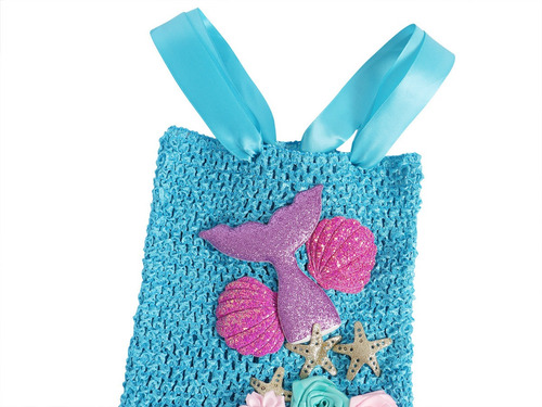 Imagen 5 de 7 de Conjunto Disfraz Vestido Sirena Sirenitaariel Niña Navidad