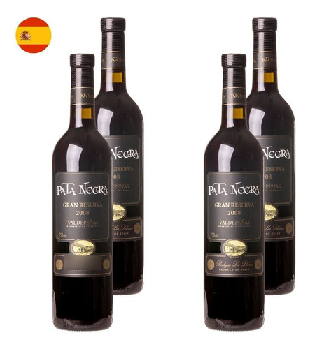 Kit 4 Vinhos Pata Negra Gran Reserva Tinto Espanha 750ml