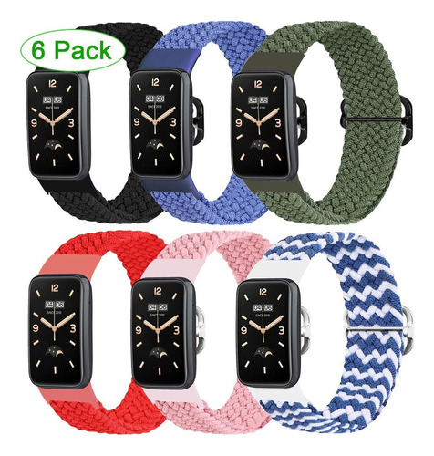 6pack Correas De Nylon Para Xiaomi Mi Band 7 Pro Ajustable