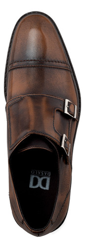 Zapato Monkstrap De Piel Café Para Hombre Con Doble Hebilla