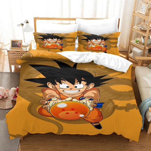 Juego De Cama Con Funda De Edredón Anime Son Goku, Diseño De