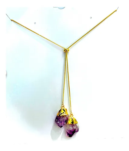 comprar Collar Colgante Dije Piedras Amatista (cadena Ajustable)