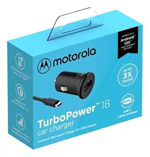 Cargador Motorola Tipo C Completo Turbo Power 18w Para Auto