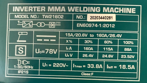 Maquina De Soldar Soldadora 160amp Total Tw21602