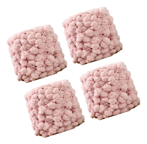 Hilo Grueso De Pompón, 4 Bolas, Cómodo Para Tejer A Rosa
