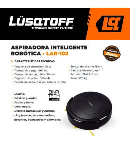 Aspiradora Inteligente Robot Lusqtoff Lar-102 26w Barre Csi