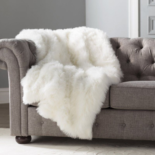 Capa Pelego Natural Cadeira Poltrona Sofá Alta Qualidade Cor Branco Polar (bege Suave Natural) Desenho Do Tecido Liso