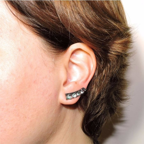 Brinco Ear Jacket Com Pedras Azuis - Ágata