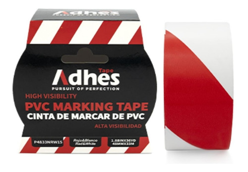 Cinta Delimitadora Adhesiva Pvc Adhes 4.8cmx33m Blanca/rojo