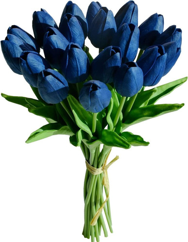 20 Piezas De Flores De Color Azul Marino, Tulipanes Art...