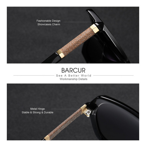 Gafas De Sol Polarizadas Barcur Design Para Mujer, Uv400, Mo