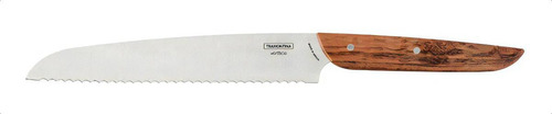 Cuchillo Para Pan Tramontina Verttice Acero Inox 8 Pulgadas Color Madera