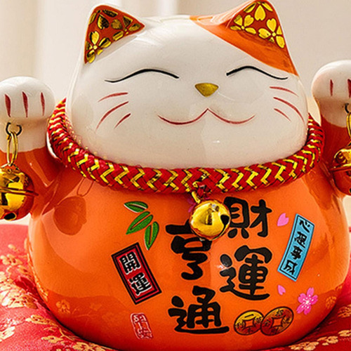 . 2 Piezas Estilo Japonés Vintage Maneki Neko Buena Suerte