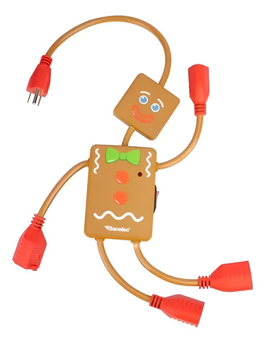 Multicontacto Navideño Forma Galleta Jengibre 4 Tomas