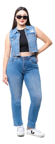 Jeans Mezclilla Estilo Recto Mujer