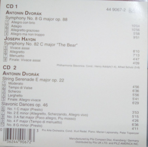 2 Cd's Antonin Dvorak Symphony No.8 String Serenade