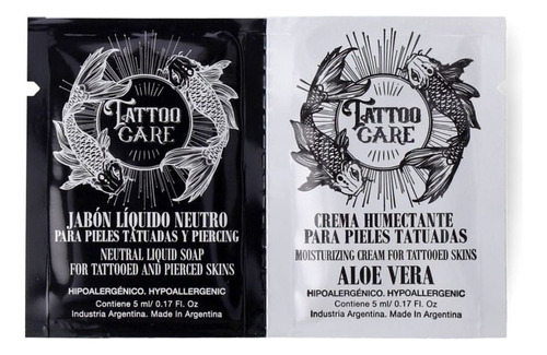 Crema Humectante+ Jabón Tattoo Care X 10 Unid. Tatuajes